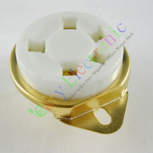 陶瓷5脚电子管座搭棚用，面板正面安装镀金脚，适用于807 FU-7 24 37 46 27 FD-422等电子管