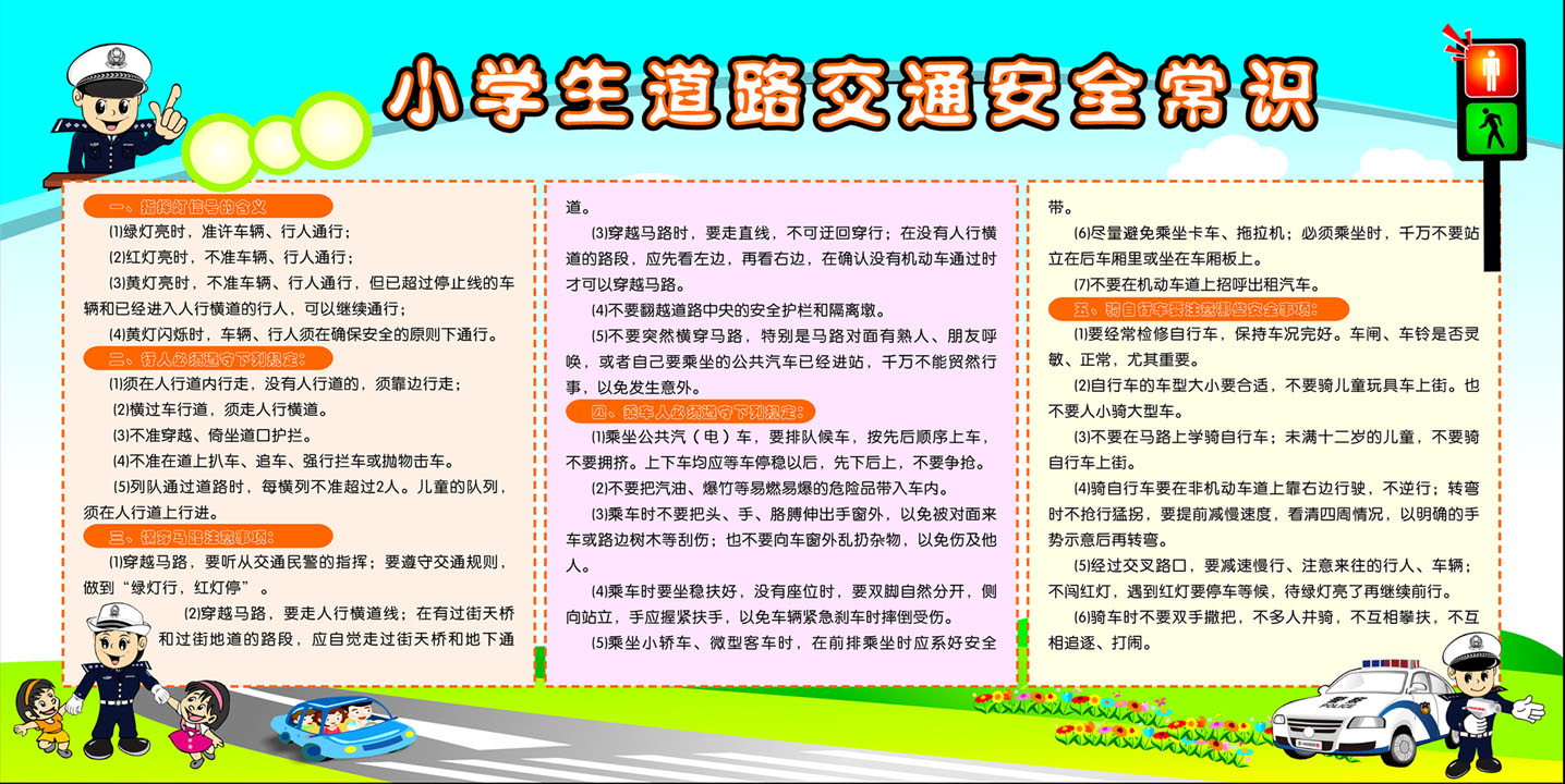 555海报印制展板538学校小学生道路交通安全常识 个性定制