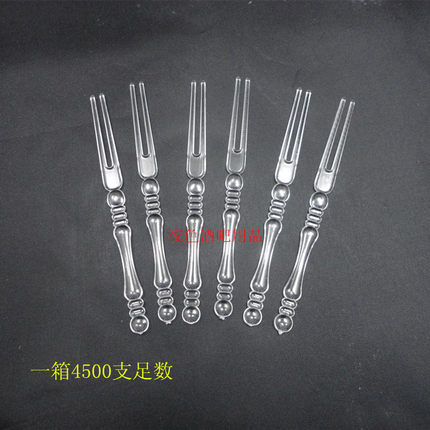 一次性水果针/塑料水果签/透明竹节水果叉 蛋糕叉两节叉4500