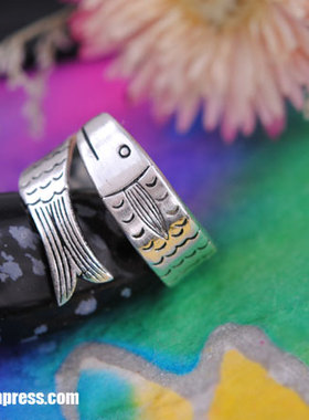 足银民族风饰品开口戒指