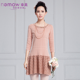裙套头连衣裙A4C032 复古毛衫 南梦拿美14春装 甜美修身