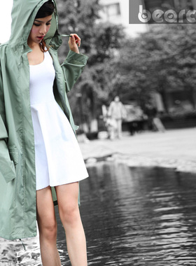 雨衣女可爱女士韩版风衣日本时尚透气防水BEARCAT雨披长款套装
