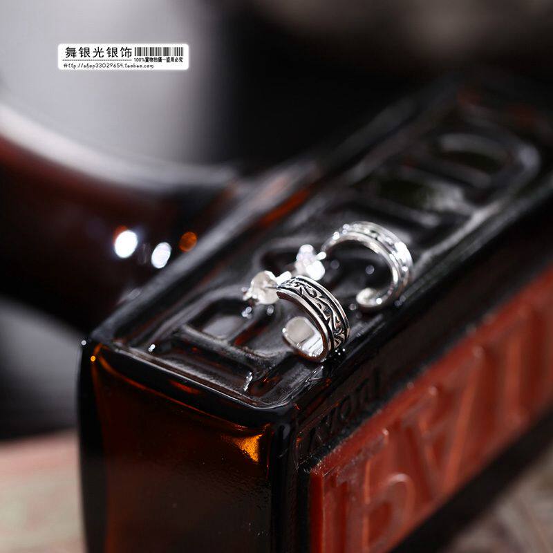 【舞银光◎泰银】925银★复古 唐草纹 耳钉（单只）