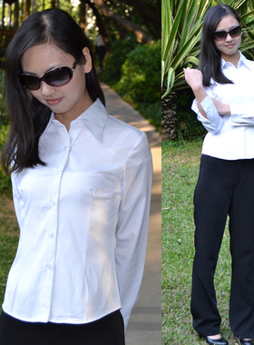 厂家直销衬衫女韩版长袖衬衣大码职业女韩版修身衬衣女968