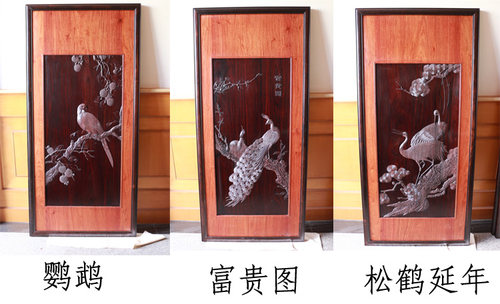 红木纯手工浮雕牌匾大叶紫檀