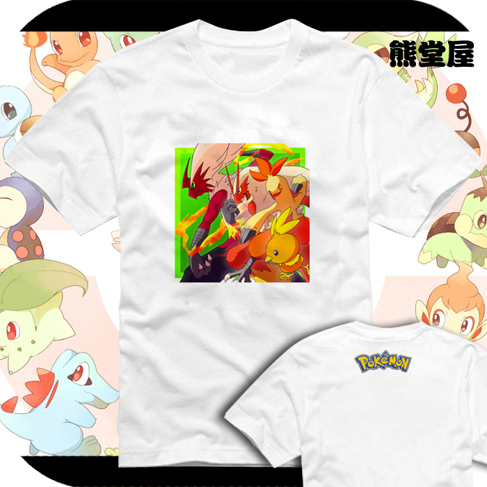 口袋妖怪XYmega进化百万超强火焰鸡火稚鸡力壮鸡衣服短袖T恤