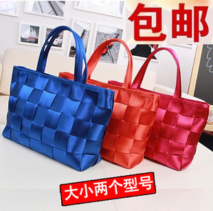 春秋2018新款女包单肩包大包女手提包横款方形安全带包编织包包邮