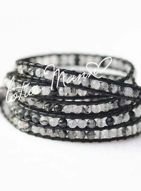 水墨天然黑发晶聚财路塔斯曼手链