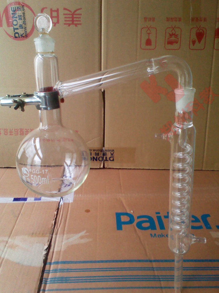 全玻蒸馏器2000ml 蒸馏水装置 提纯 提炼精油蛇形 制取花露水