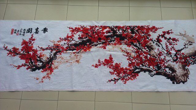 正品KS纯手工手绣十字绣成品红十字绣成品