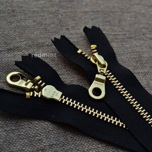 YKK拉链3号亮金闭尾黑带袖口领口箱包皮具拼布布艺DIY金属铜拉丝