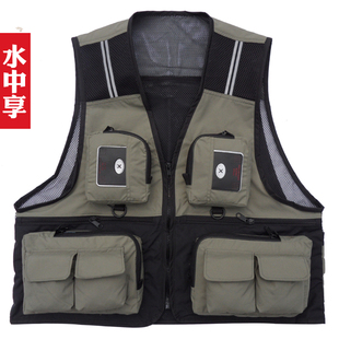 户外多口袋钓鱼马甲男女摄影背心导演记者登山速干透气网眼马夹