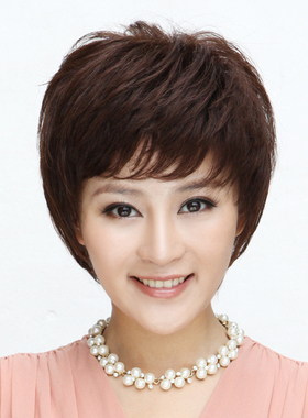 中老年假发女短发 蓬松时尚短卷假发套jiafa 中年假发短发女女发