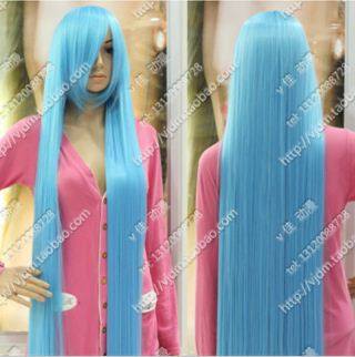 冰蓝天蓝色150cm长直发1.5米5长发加厚高温丝动漫cospaly假发假毛