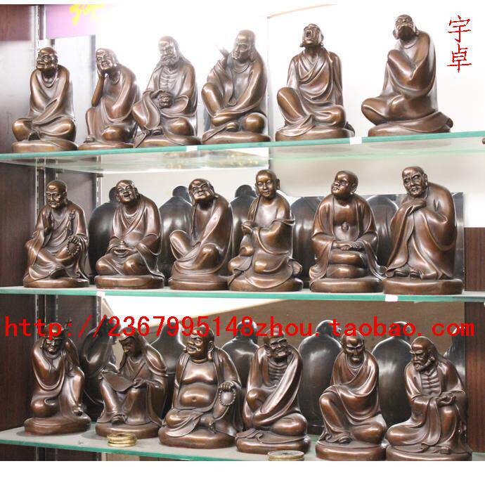 纯铜十八罗汉摆件 高档礼品收藏品 罗汉铜像大号写实十八罗汉22cm