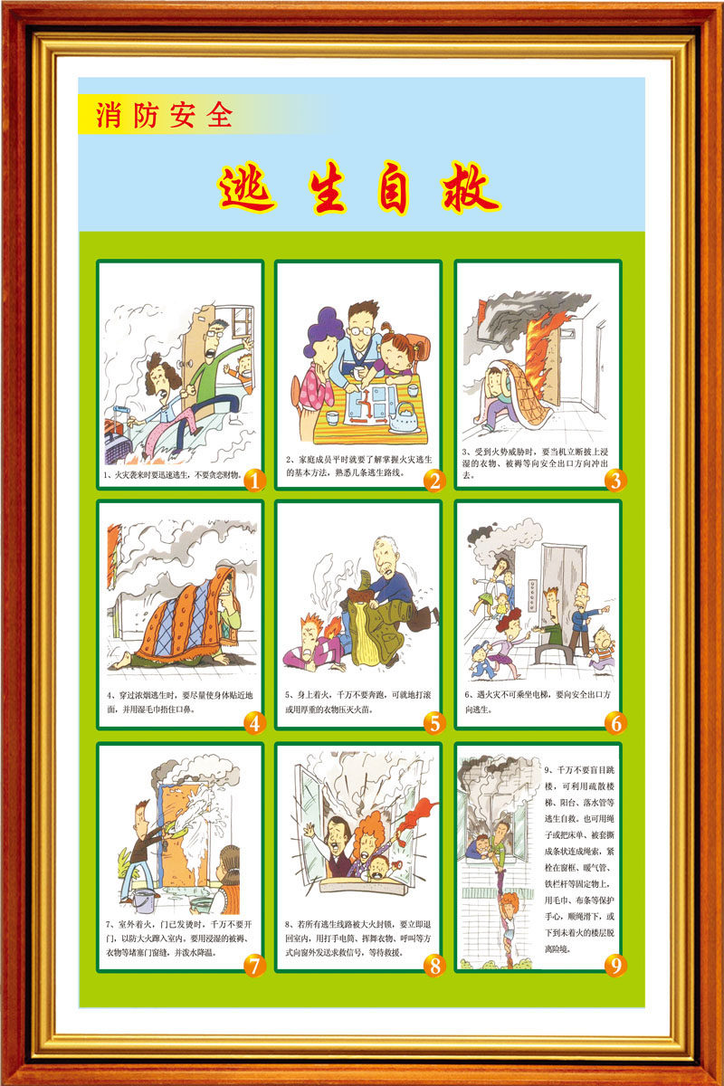 670海报印制展板素材771火场逃生自救方法宣传画图片