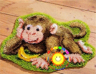 cc段段绣/毛线绣/地毯绣/绒绣/钩针绣/挂画坐垫 香蕉猴(2件包邮