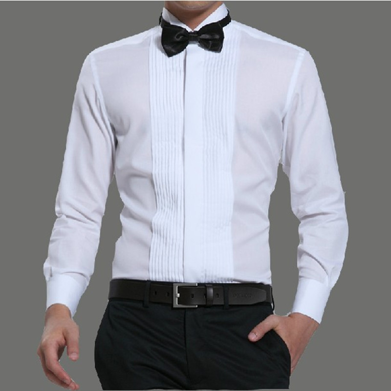 新郎燕子领结白色衬衣礼服衬衫