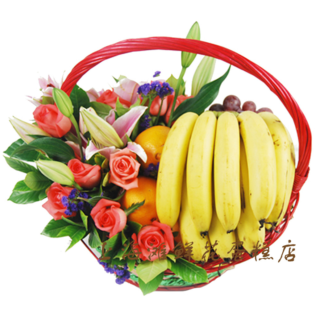 上海徐汇黄杨浦东新区实体店定做定时免费配送实拍水果鲜花礼篮