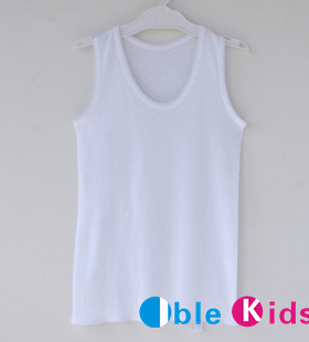 4件包邮 Ible Kids女童精梳纯棉白色花边背心