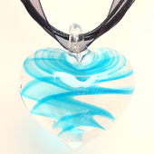 MuralaGlass出口意大利油画幻彩 旋纹心形D 琉璃项链吊坠毛衣链