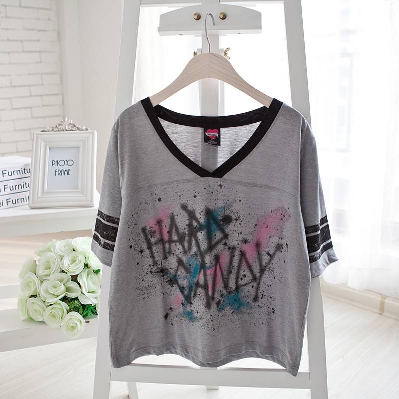 春夏装新款小衫女装韩版日系V领短袖女t-shirts女t恤 1