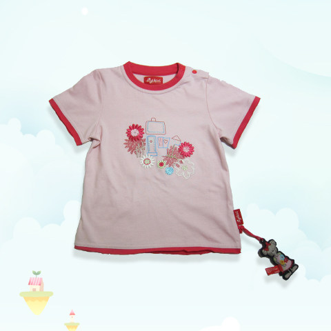 Sigikid女童短袖衫小童T恤粉色上衣 纯棉舒适透气 可爱