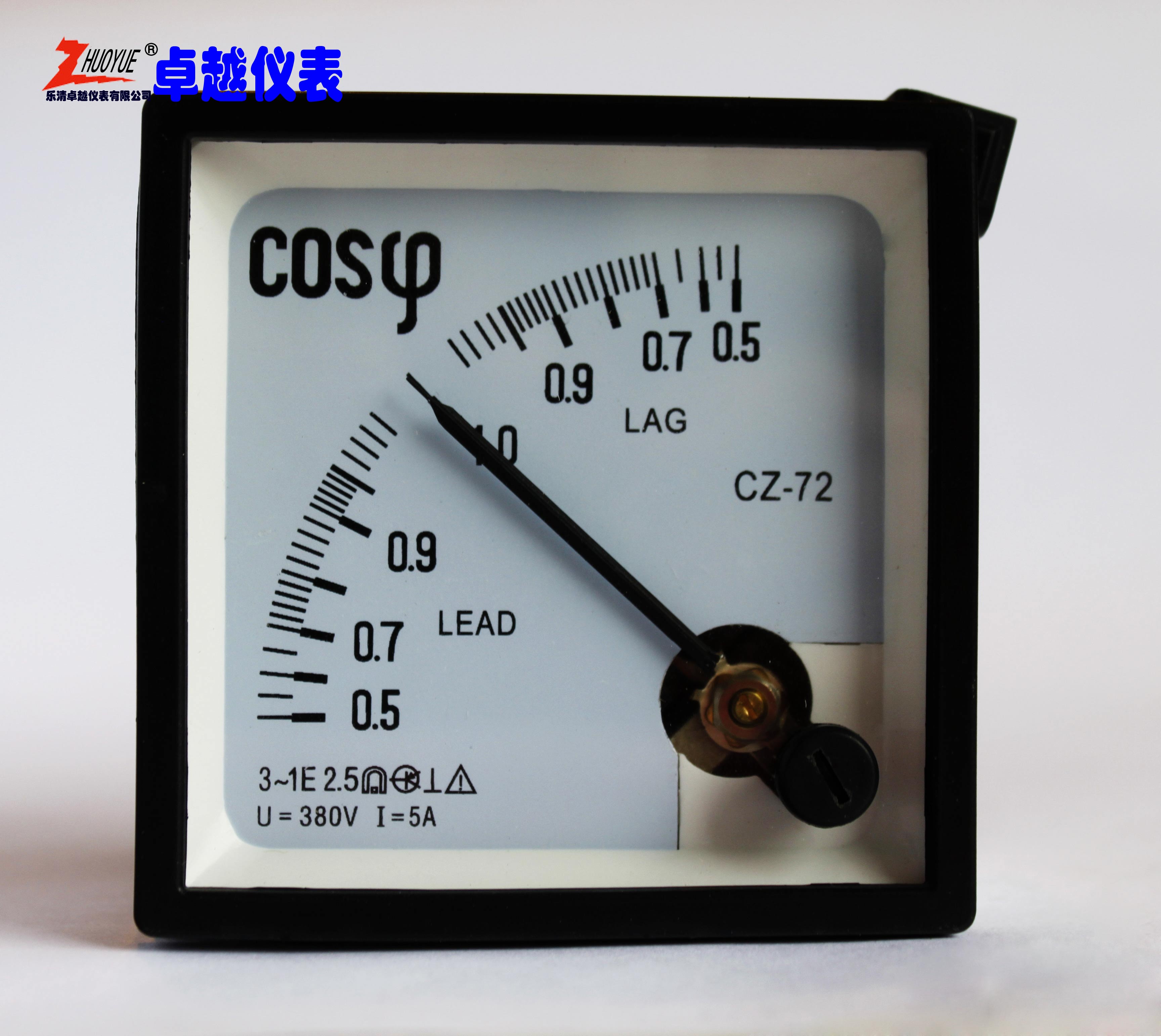 指针式方形功率因数表 CZ-72-COSφ  380V  100V 10KV/100V