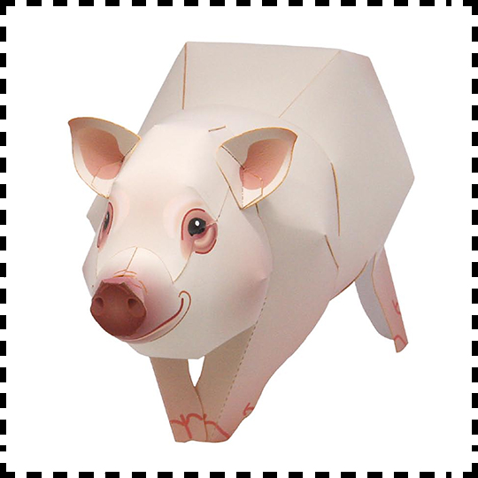 小猪 简易动物纸模型创意拼装3d少儿手工diy亲子活动智力开发作业
