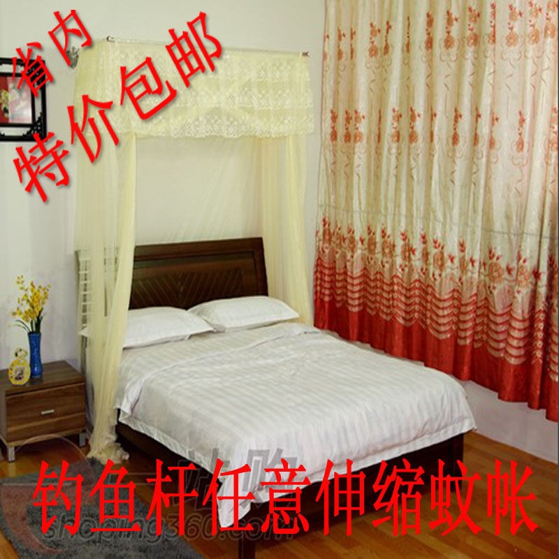 包邮丹奴丝钓鱼杆打墙伸缩床幔蚊帐支架加粗不锈钢三开门宫廷蚊帐