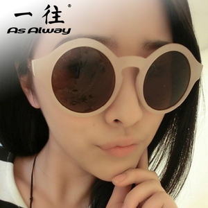 时尚透明果冻色圆框墨镜 大框防晒圆形太阳镜 潮男女太阳眼镜