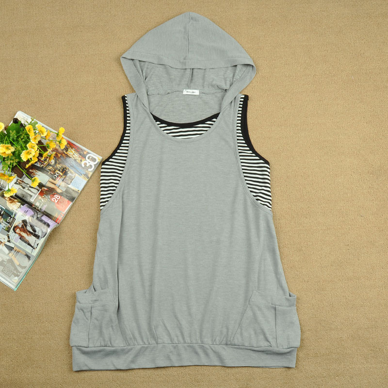 春夏装新款女装日系时尚休闲宽松腰圆领连帽无袖打底裙背心裙