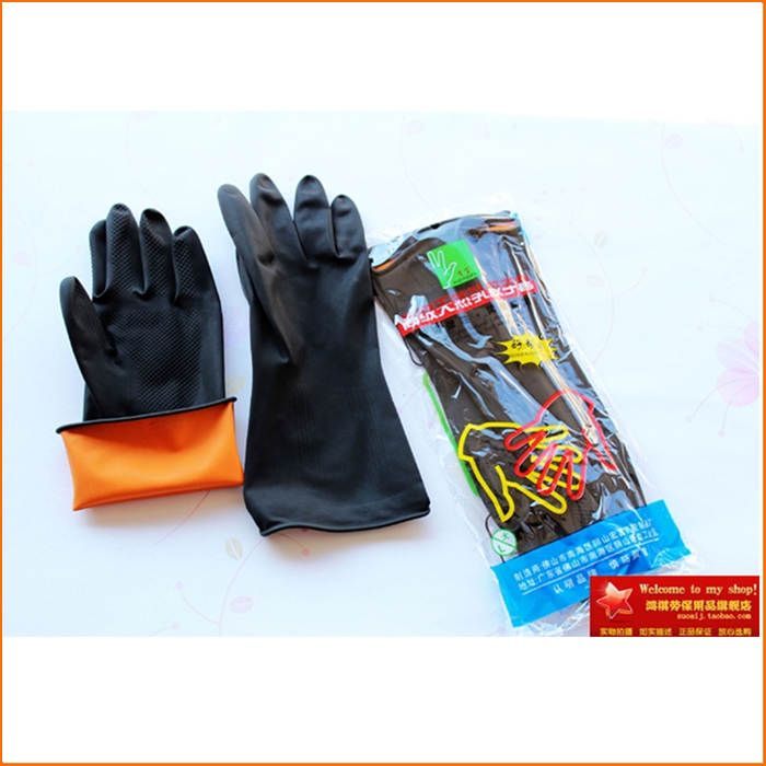 黑色耐酸碱高级防腐蚀乳胶手套
