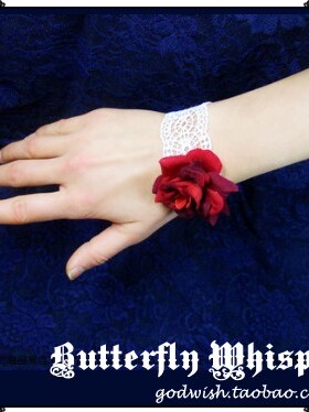 蔷薇仿真玫瑰哥特风蕾丝手链