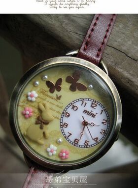 正品特价超值 韩国精美手作软陶手表 古董书页可爱卡通防水腕表女