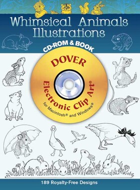 设计素材 Dover 动物图案线稿插图 Whimsical Animals 189P