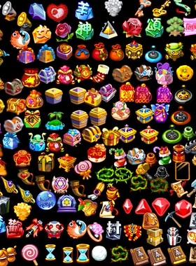 falsh 矢量游戏 宝箱 礼包福袋神灯南瓜宝石留声机钥匙素材源文件