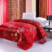 Hàng Châu lụa gấm lụa mềm satin cưới đơn mảnh cưới lớn màu đỏ 凤 凤 - Quilt Covers chăn nhung tuyết