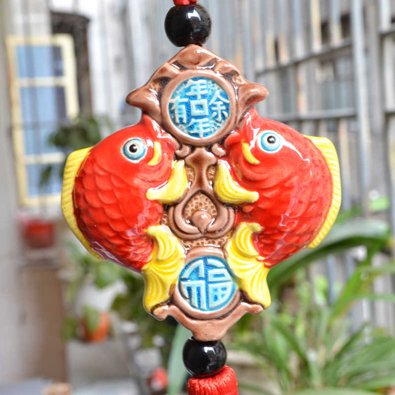 汽车饰品挂件年年有鱼交趾陶