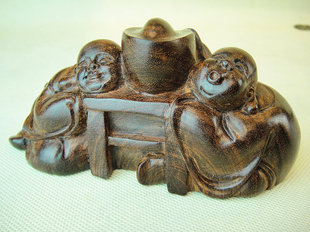 马狮麟印度小叶紫檀木雕童子 双童摆件B72号工艺品