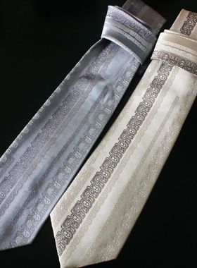 新款南京云锦研究所 吉祥云锦 灰色斜纹纳米真丝云锦精品领带现货