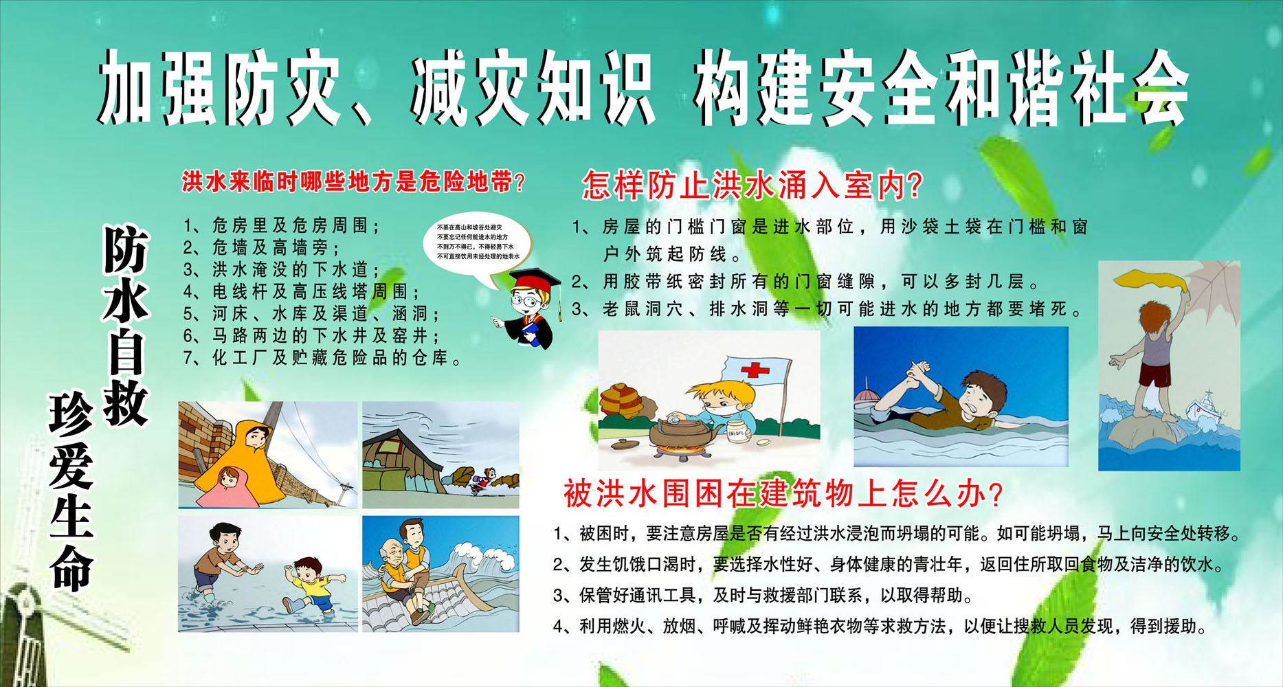 海报印制210展板制作2013防水灾宣传栏加强防灾减灾知识防水自救