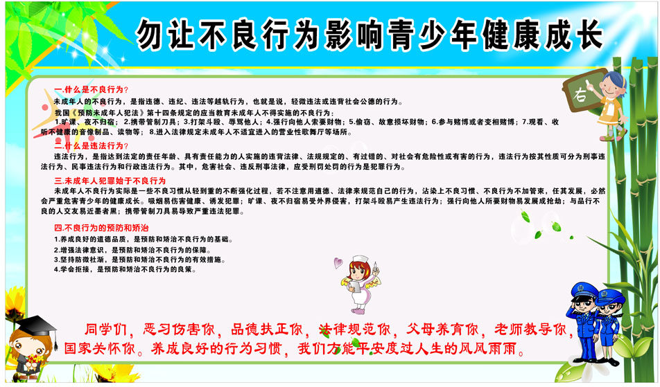 613海报印制海报展板素材480小学生不良行为影响青少年健康成长