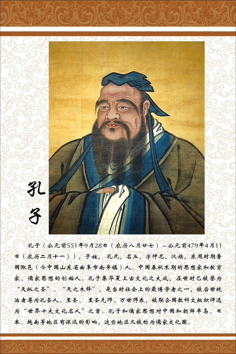 590海报印制海报展板素材305孔子简介中国风背景