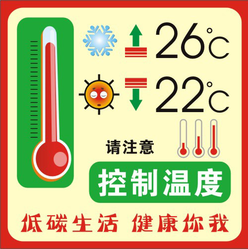 控制空调温度26标志牌标识牌告示牌温馨提示指示牌空调标贴标牌