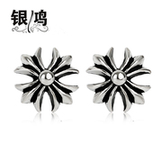 INtime fungus nails Hong 925 Silver men''s singles only Korean fashion classic vintage silver cross earrings fine jewelry