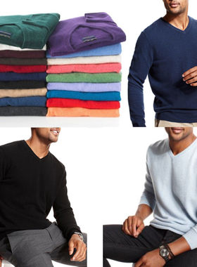 美国 Club Room 男士V领经典款羊绒衫毛衣 多色上海现货