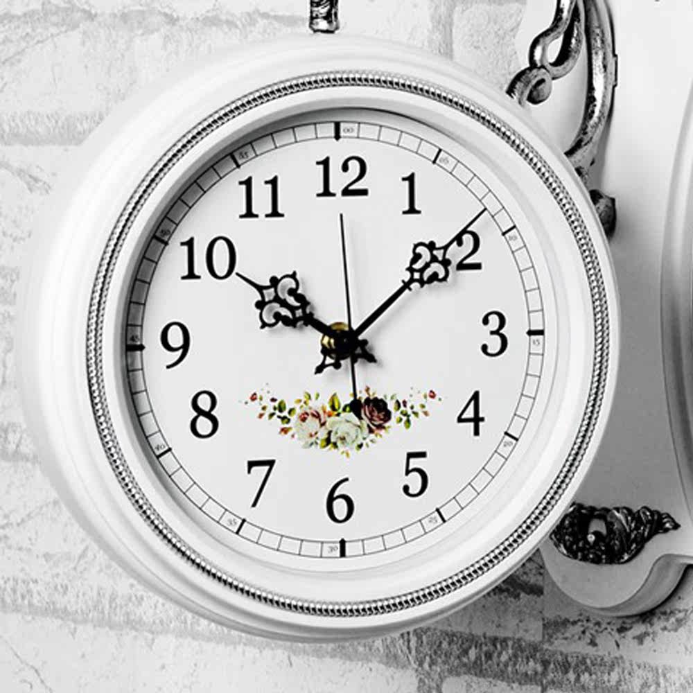 双面挂钟铁艺静音钟表客厅欧式田园时尚创意挂表创时钟个性在类目 家居饰品, 家居钟饰/闹钟, 挂钟中 - 来自Buy2taobao.com提供专业的淘宝代购服务