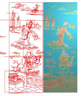 人物 山水 浮雕图 源文件 JD041 八仙 精雕图