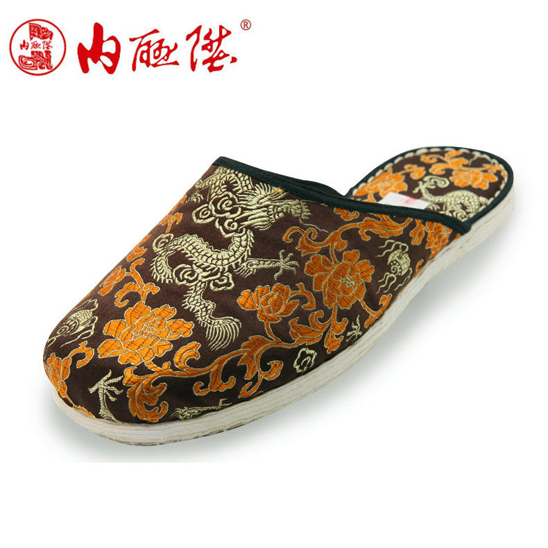 内联升老北京布鞋拖男拖鞋包头家居鞋冬季千层底平跟民族风2005C